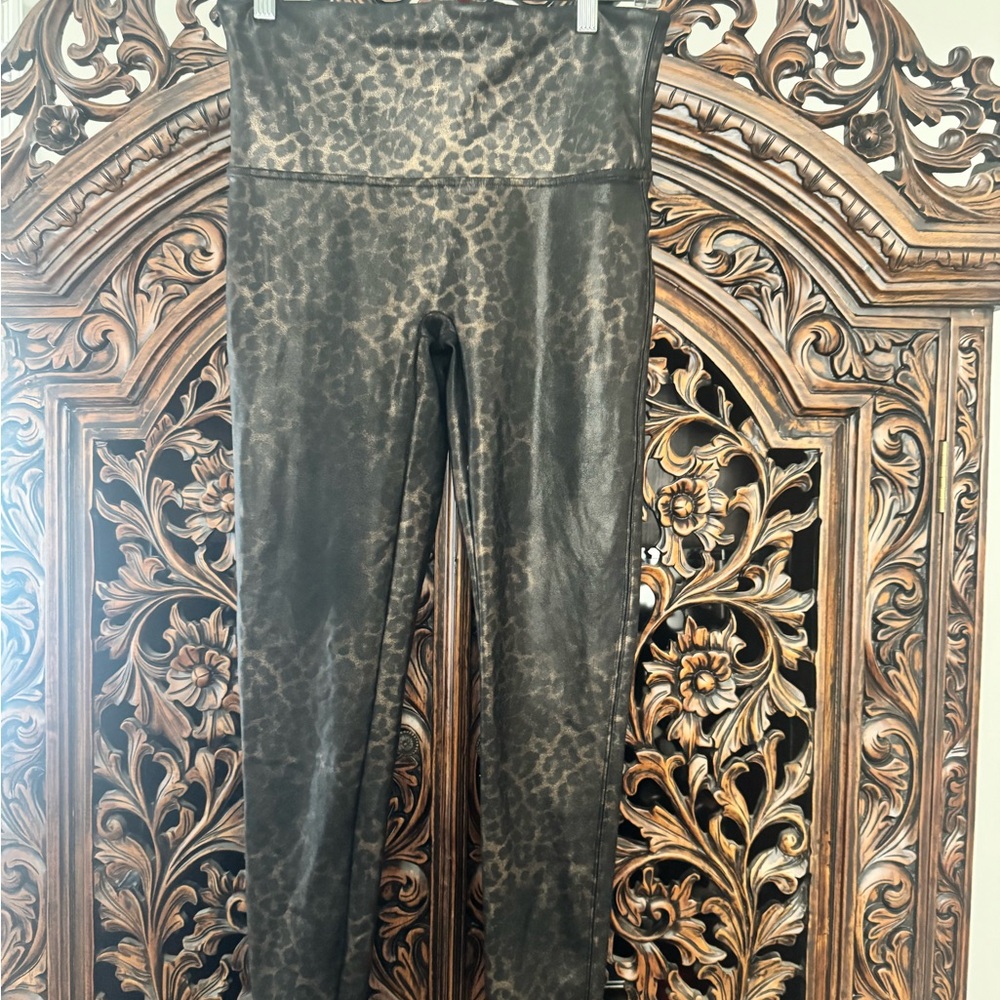 Spanx XL Leopard Print High-Waisted Leggings